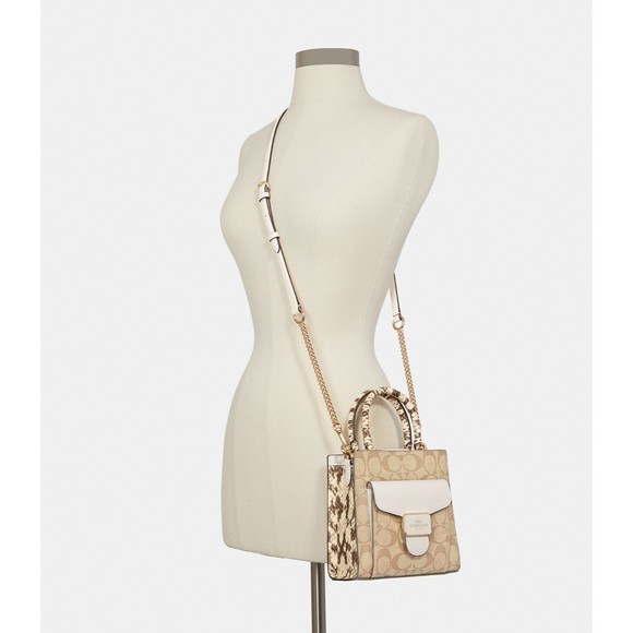 COACH PEPPER Mini Crossbody Signature Canvas Snakeskin Leather C7227 NWT $378 - Picture 10 of 16